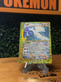 Lugia collector card with gold glitter-style border and anniversary-style mark