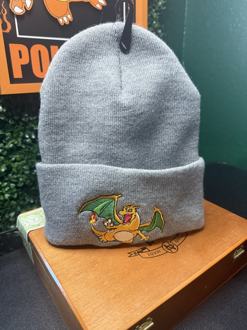 Gray Charizard embroidered knit beanie